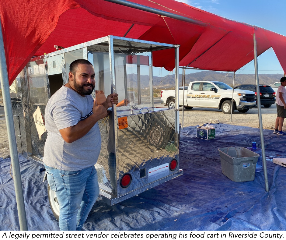 Street vendor operating food cart legally